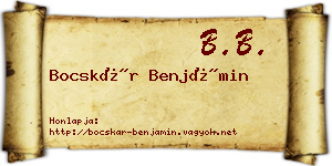 Bocskár Benjámin névjegykártya